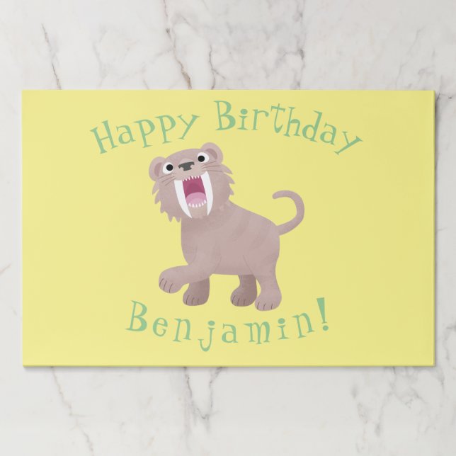 Cute Saber Toothed Tiger Smilodon cartoon Paper Pad (Front)