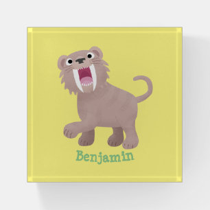 Cute Saber Toothed Tiger Smilodon cartoon Paperweight