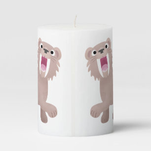 Cute Saber Toothed Tiger Smilodon cartoon Pillar Candle