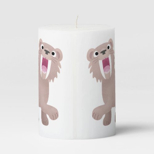 Cute Saber Toothed Tiger Smilodon cartoon Pillar Candle