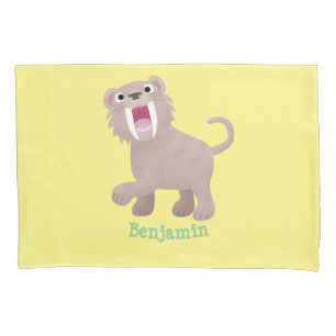 Cute Saber Toothed Tiger Smilodon cartoon Pillow Case