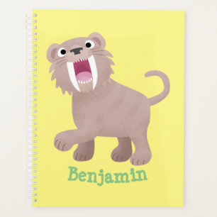 Cute Saber Toothed Tiger Smilodon cartoon Planner