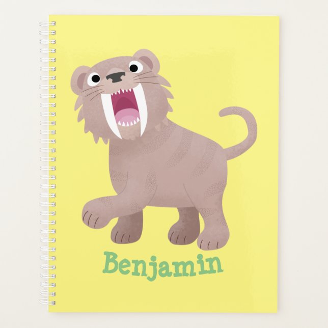 Cute Saber Toothed Tiger Smilodon cartoon Planner (Front)
