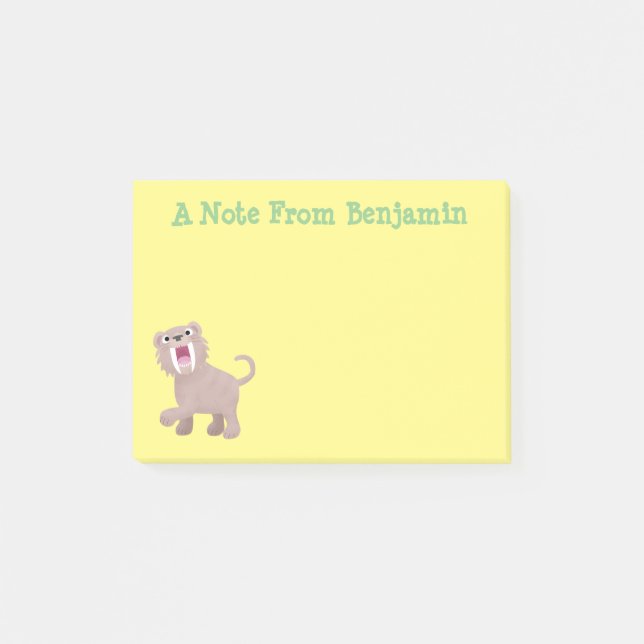 Cute Saber Toothed Tiger Smilodon cartoon Post-it Notes (Front)