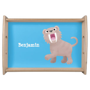 Cute Saber Toothed Tiger Smilodon cartoon Serving Tray