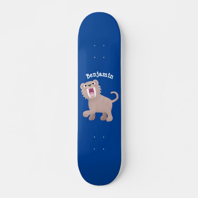Cute Saber Toothed Tiger Smilodon cartoon Skateboard (Front)