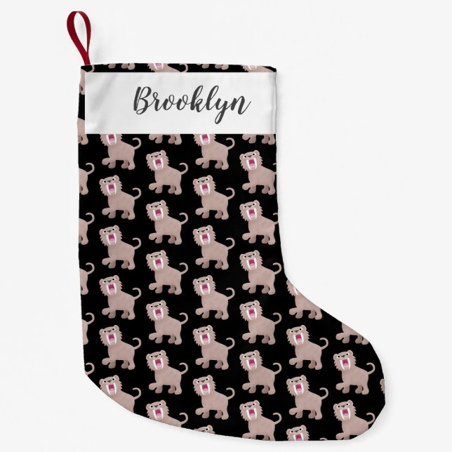 Cute Saber Toothed Tiger Smilodon cartoon Small Christmas Stocking (Front)
