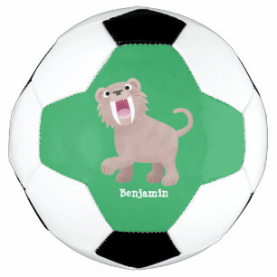 Cute Saber Toothed Tiger Smilodon cartoon Soccer Ball