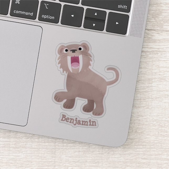Cute Saber Toothed Tiger Smilodon cartoon Sticker (Detail)