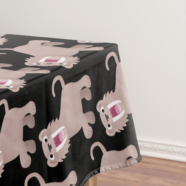 Cute Saber Toothed Tiger Smilodon cartoon Tablecloth (In Situ)