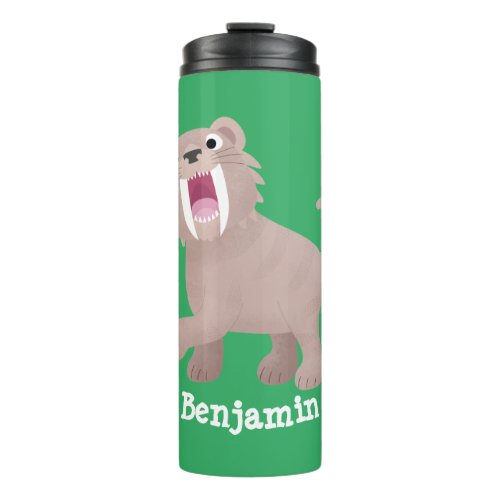 Cute Saber Toothed Tiger Smilodon cartoon Thermal Tumbler