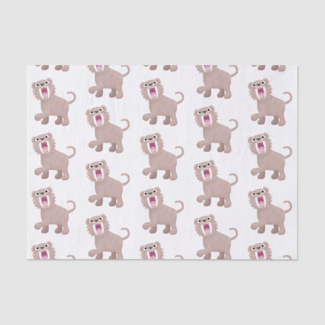 Cute Saber Toothed Tiger Smilodon cartoon Tissue Paper (Front)