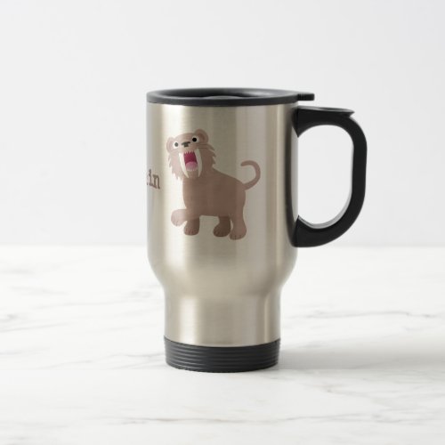 Cute Saber Toothed Tiger Smilodon cartoon Travel Mug