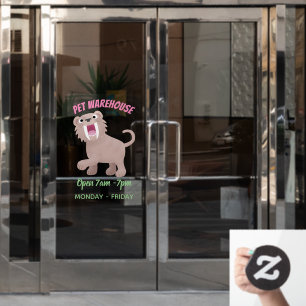 Cute Saber Toothed Tiger Smilodon cartoon Window Cling