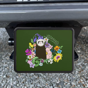 Cute Sable Ferret Wildflowers Green Woodland Hitch Cover