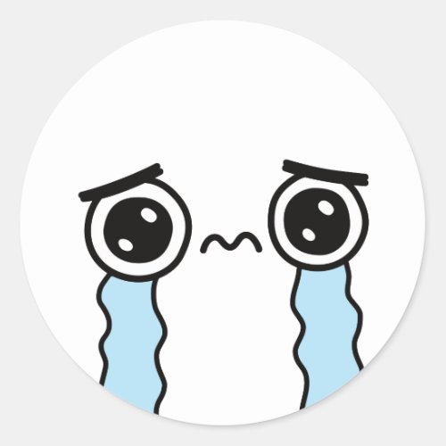 Cute Sad Crying Face Emoji Classic Round Sticker