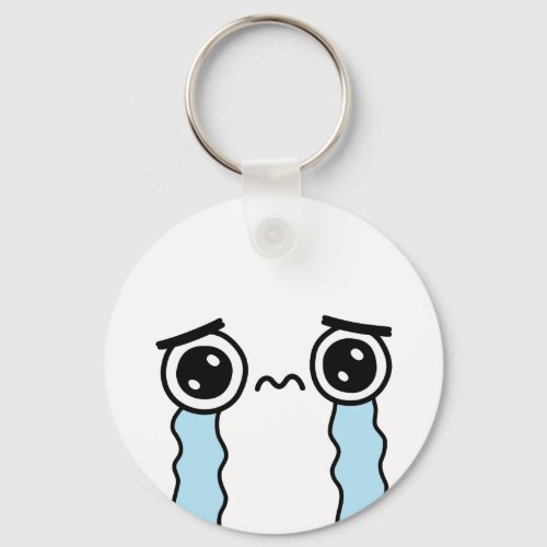 Cute Sad Crying Face Emoji Keychain