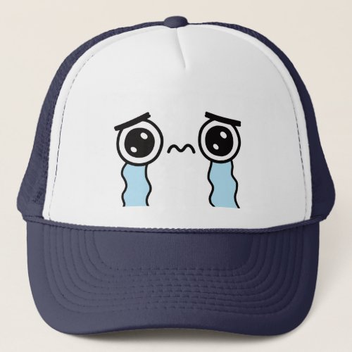 Cute Sad Crying Face Emoji Trucker Hat