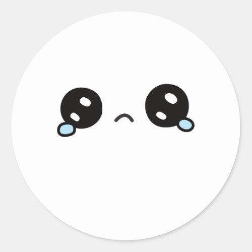 Cute Sad Face Tears Welling Classic Round Sticker