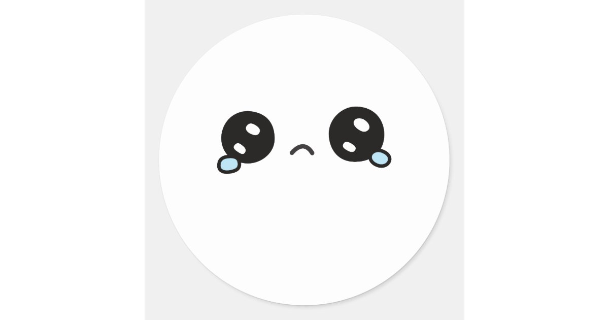 Cute Sad Face Tears Welling Classic Round Sticker | Zazzle