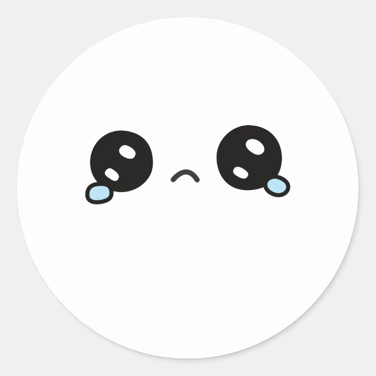 Cute Sad Face Tears Welling Classic Round Sticker | Zazzle