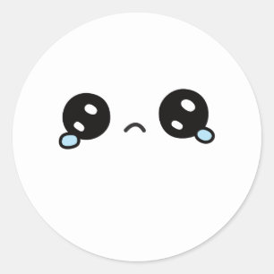 Cute Sad Face Tears Welling Classic Round Sticker