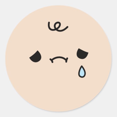 Cute Sad Face With Tear Doodle Classic Round Sticker