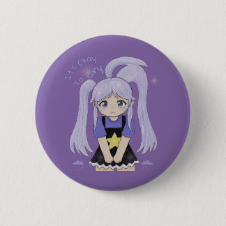 Cute Sad Girl Hand Drawn Illustration – It’s Okay Button