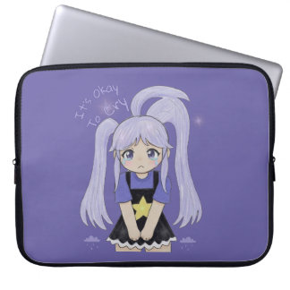 Cute Sad Girl Hand Drawn Illustration – It’s Okay Laptop Sleeve