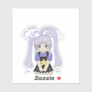 Cute Sad Girl Hand Drawn Illustration – It’s Okay Sticker