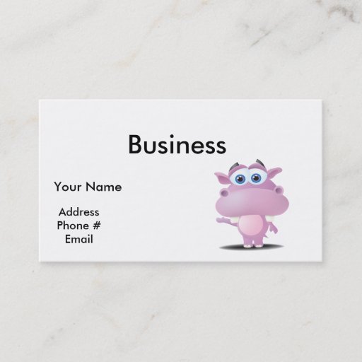Customizable cute sad little hippo business card templates