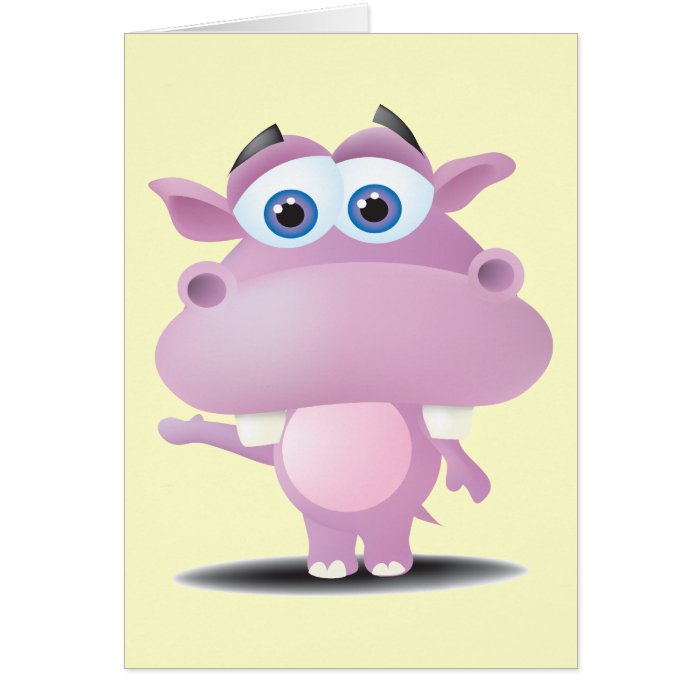 cute sad little hippo card