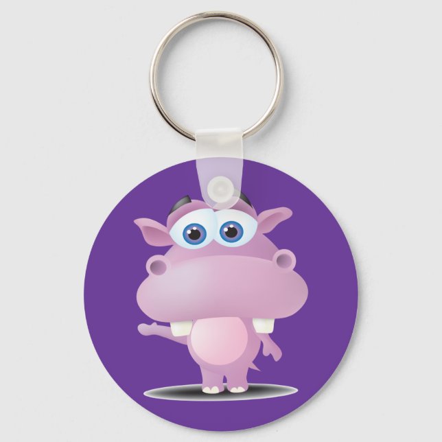 cute sad little hippo keychain (Front)