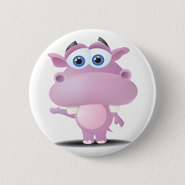 cute sad little hippo pinback button (Front)