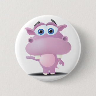 cute sad little hippo pinback button