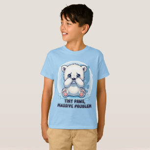 Cute Sad Polar Bear Cub Tiny Paws Massive Problem T-Shirt