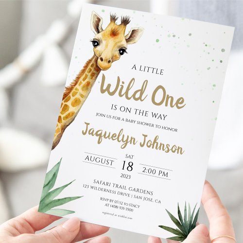 Cute Safari Adventure Giraffe Baby Shower Invitation