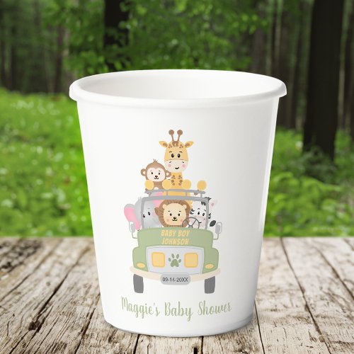 Cute Safari Animal Baby Shower Paper Cups