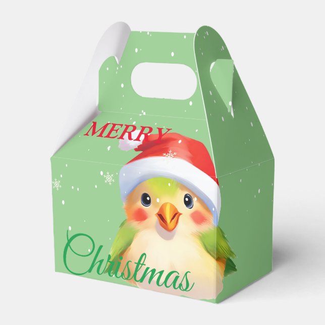 Cute Safari animal bird Santa Christmas Costume Favor Boxes (Front Side)