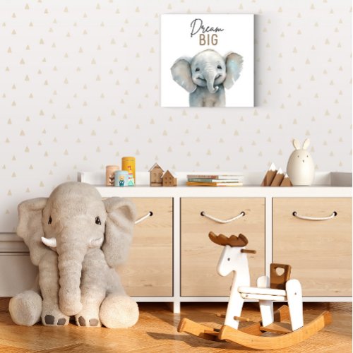 Cute Safari Animal Elephant Nursery Decorations Faux Canvas Print