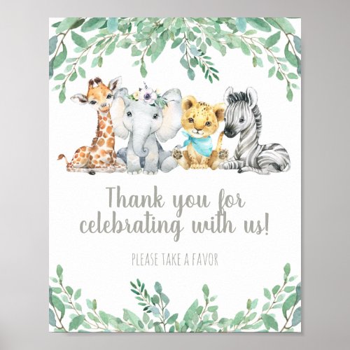 Cute Safari Animal Gender Neutral Favor Table Sign