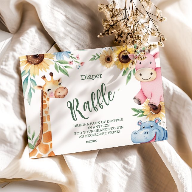 Cute Safari Animal Greenery Baby Shower Enclosure Card (Creator Uploaded)