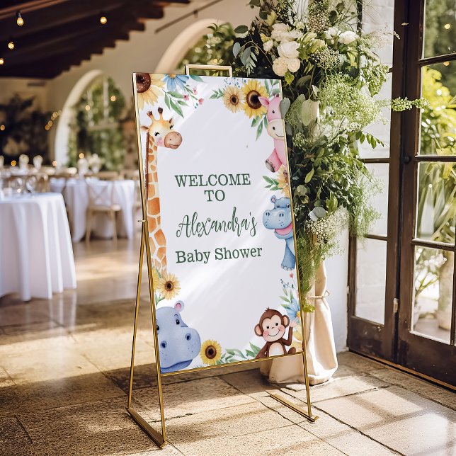 Cute Safari Animal Greenery Baby Shower Foam Board (Creator Uploaded)