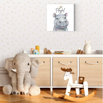 Cute Safari Animal Hippo Nursery Decorations  Faux Canvas Print by YourMainEvent at Zazzle