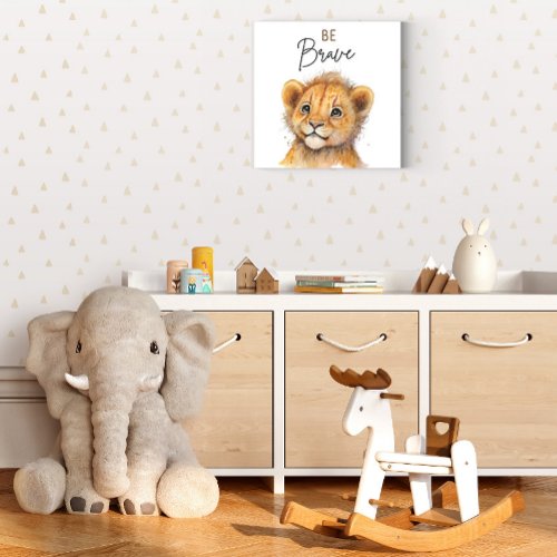 Cute Safari Animal Lion Nursery Decorations Faux Canvas Print