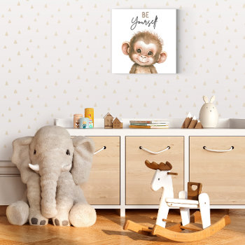 Cute Safari Animal Monkey Nursery Decorations Faux Canvas Print by YourMainEvent at Zazzle
