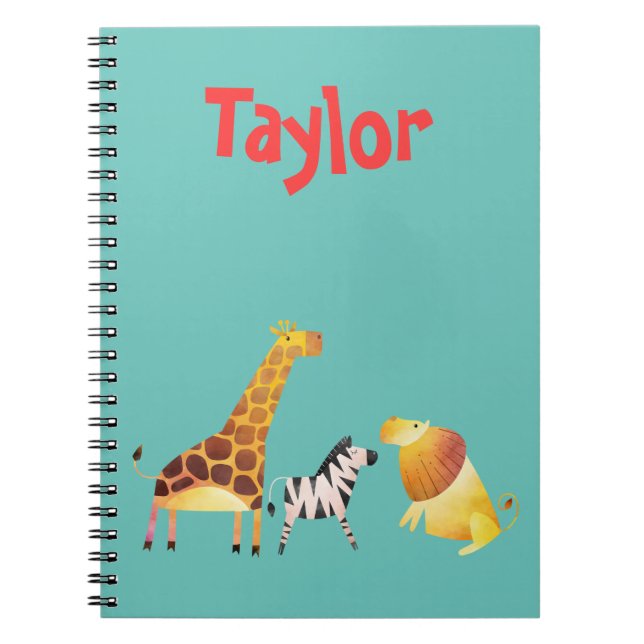 Cute Safari Animal Themed Notebook (Front)