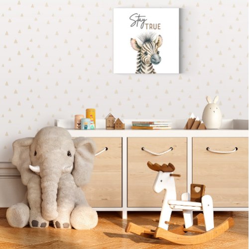 Cute Safari Animal Zebra Nursery Decorations  Faux Canvas Print