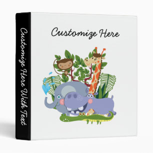 Cute Safari Animals 3 Ring Binder