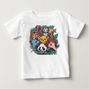 Cute Safari Animals & Artistic Deer Toddler T-Shir Baby T-Shirt